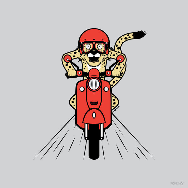 omunky Cheetah Scooter - Cheetah on a Moped Sticker – OMUNKY