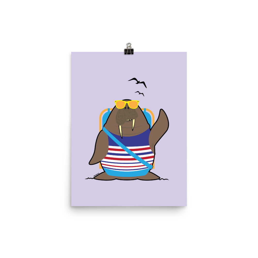 Walrus at the Beach Poster