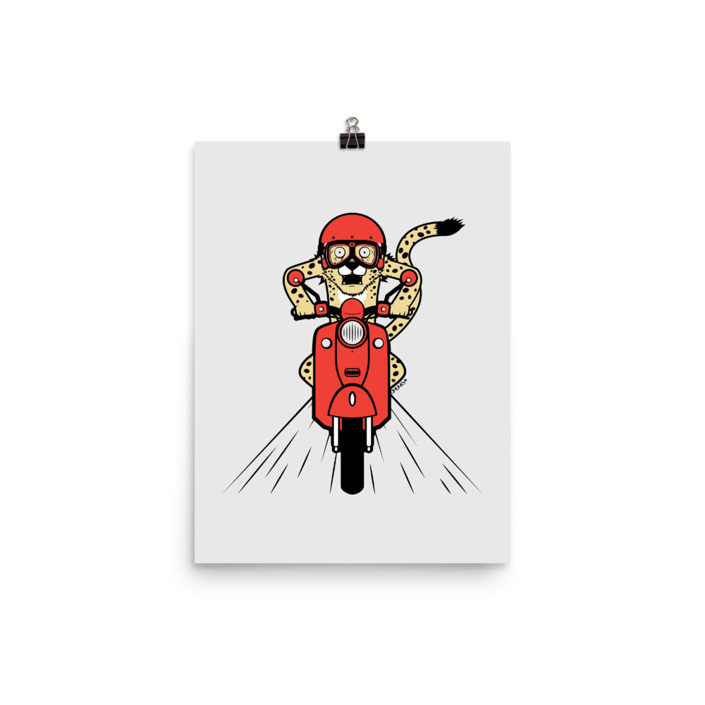 Cheetah Scooter Poster
