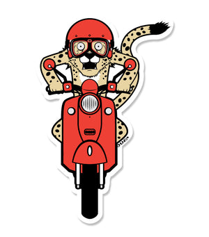 omunky Cheetah Scooter - Cheetah on a Moped Sticker – OMUNKY