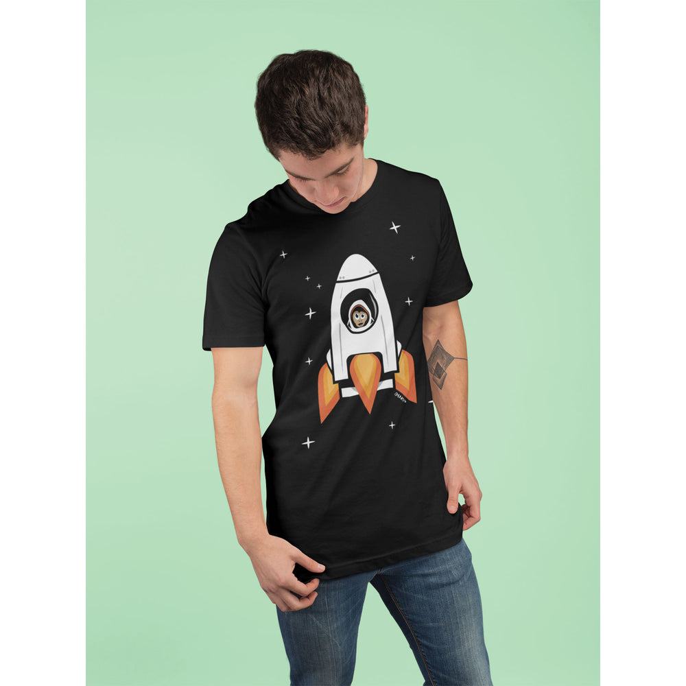 
            
                Load image into Gallery viewer, Space Chimp X Chimpanzee in Rocket T-shirt
            
        