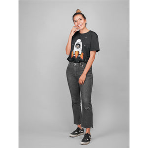 
            
                Load image into Gallery viewer, Girl Wearing Space Chimp X Chimpanzee in Rocket T-shirt
            
        