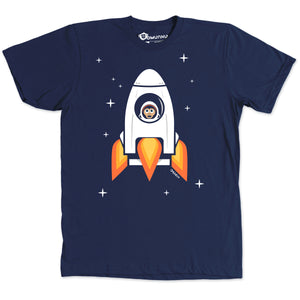 
            
                Load image into Gallery viewer, Space Chimp X Navy Chimpanzee in Rocket T-shirt
            
        