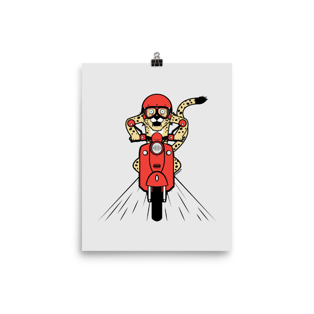 
            
                Load image into Gallery viewer, Cheetah Scooter Poster
            
        
